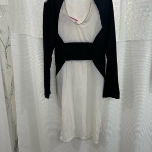 Chic Long Sleeve Black and White Dress